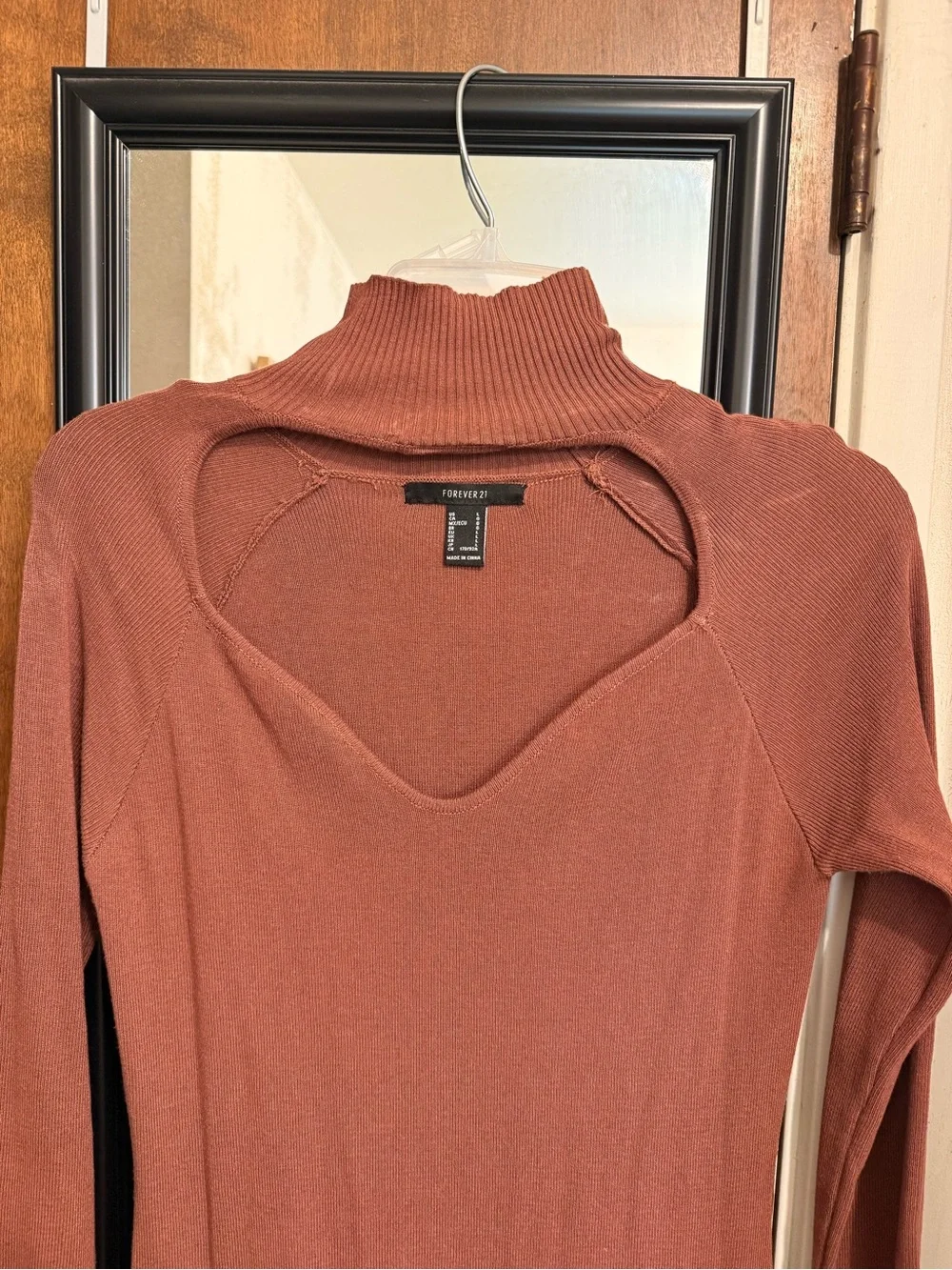Forever 21 brown cut out mock neck sweater dress